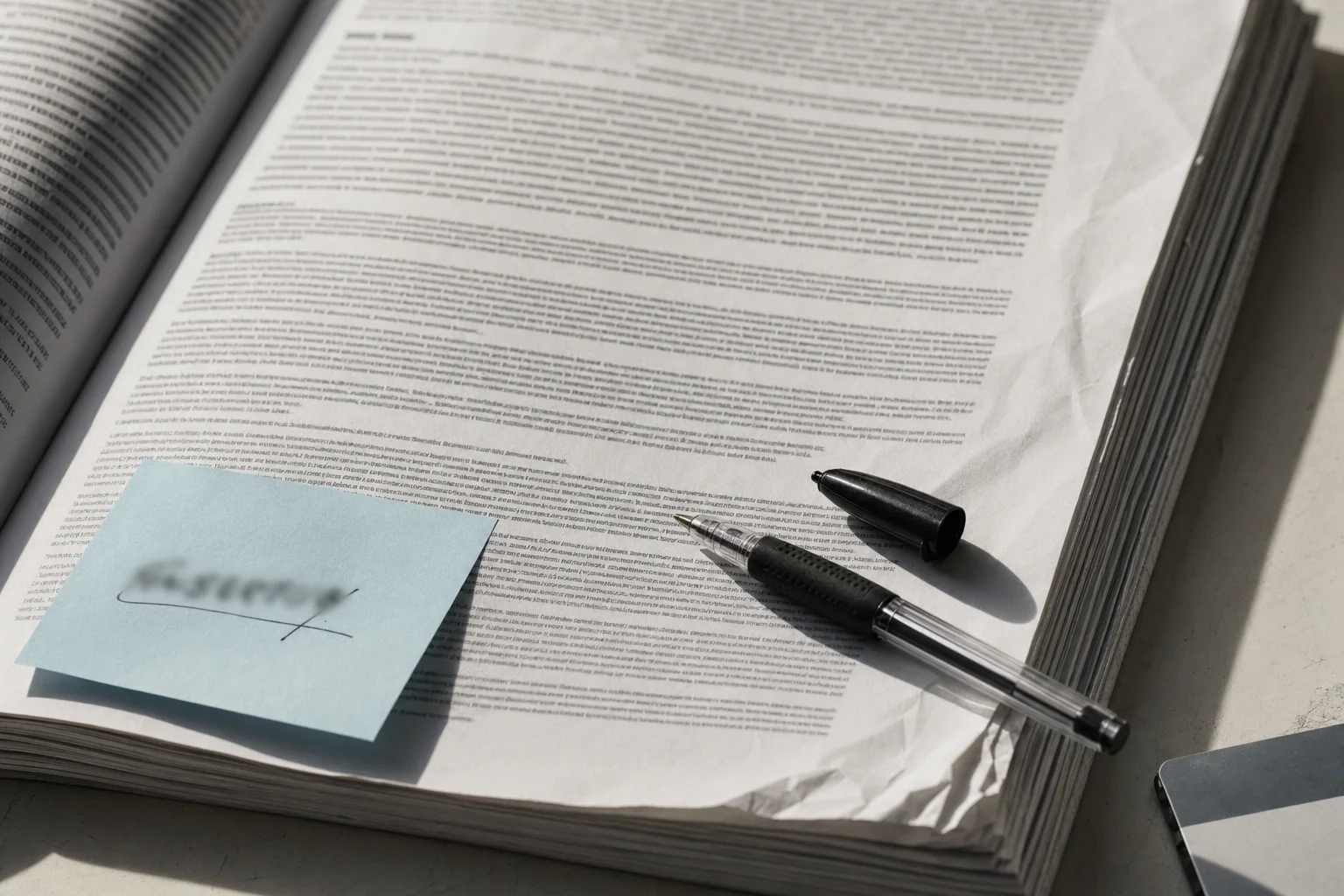細かい条項が並ぶ契約書と、ペン、クレジットカードの端が見える机上の接写。判断を急かす空気が漂う。